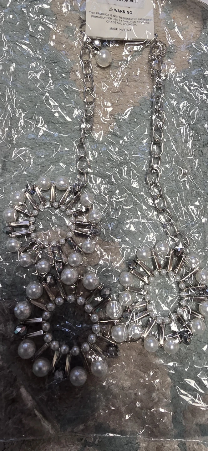 BRAND NEW $10 for 3 Pearl and Rhinestone Statement Necklace Set - photo 2