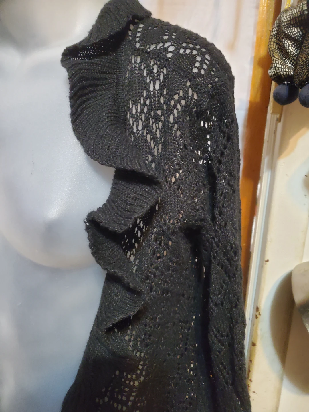 Pout Black Crochet Knit Cardigan Sweater XL - photo 2
