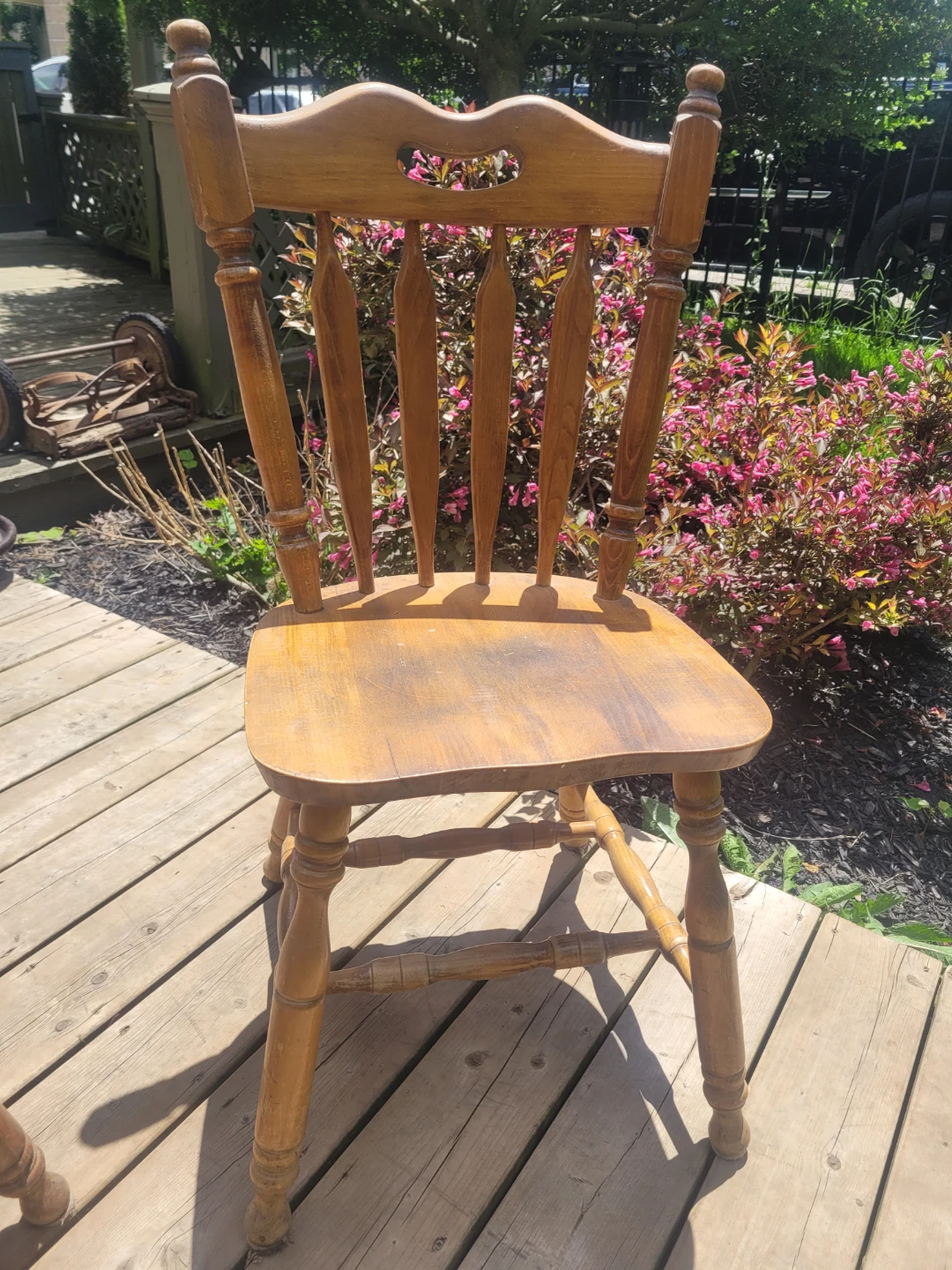 Set of 4 Vintage Solid Wood Spindle-Back Dining Chairs - photo 2