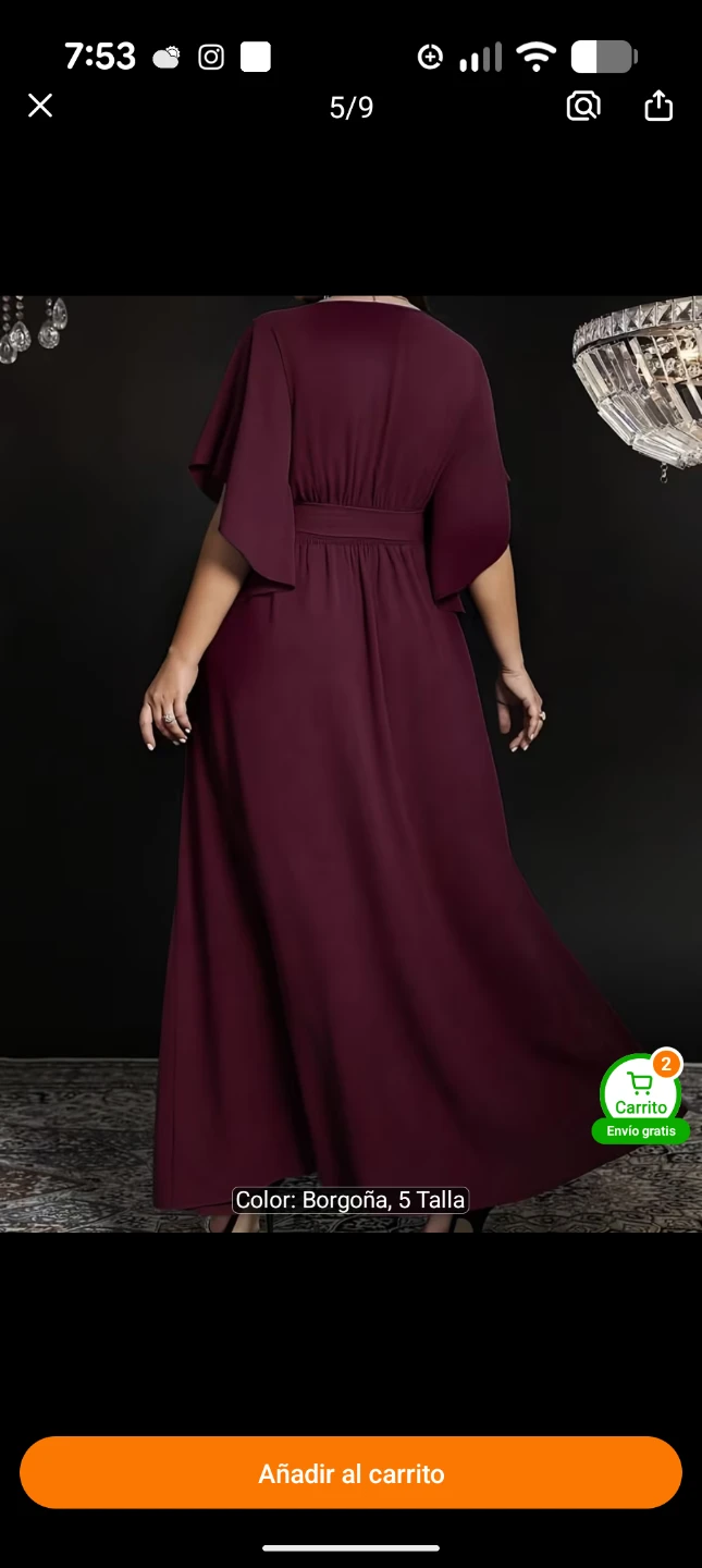 Maroon Maxi Dress with Butterfly Sleeves - Size 5 - photo 2