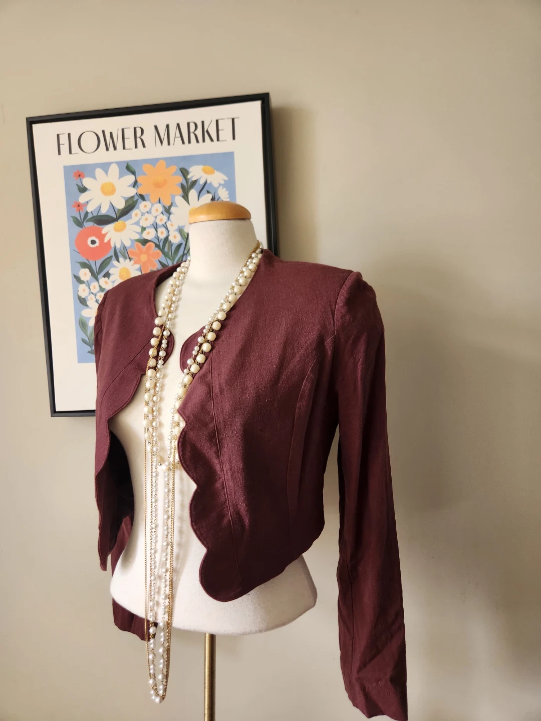Summer LINEN  bolero Jacket, lovely rusty brown color