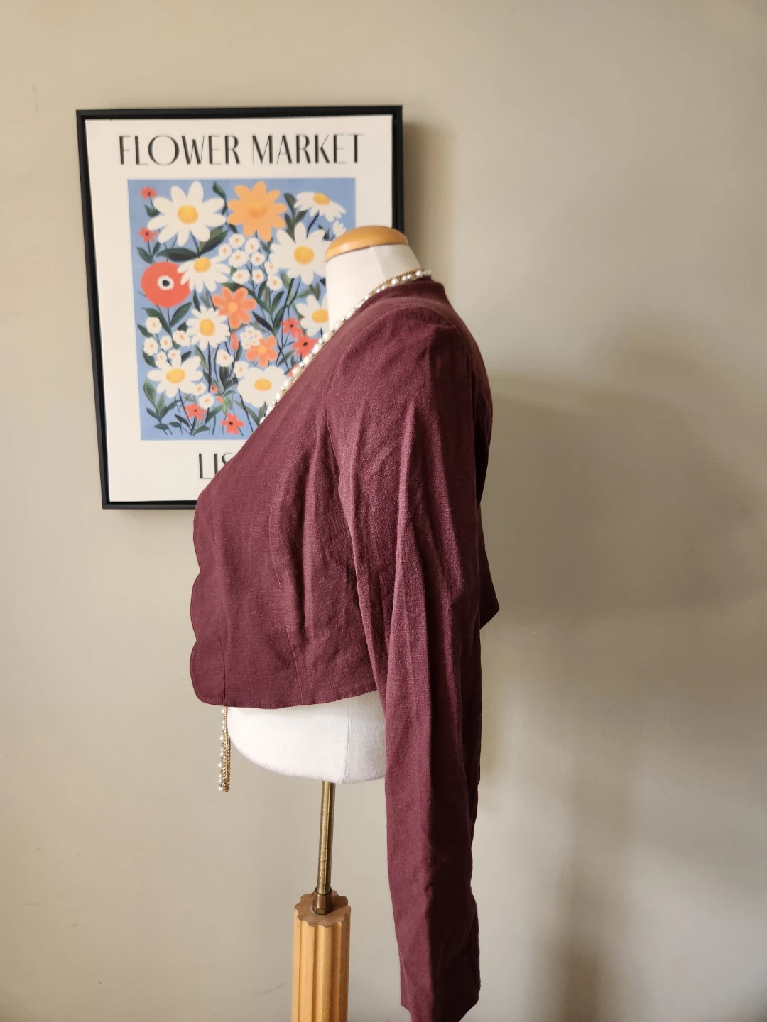 Summer LINEN  bolero Jacket, lovely rusty brown color - photo 5