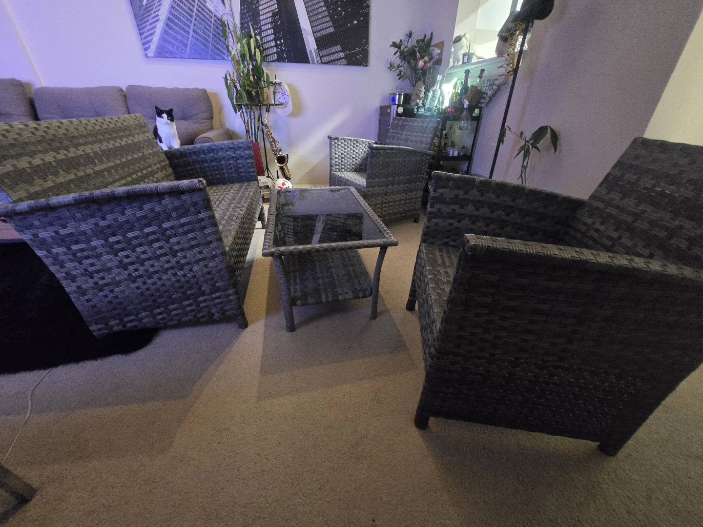 Wicker patio set with glass top coffee table - photo 2