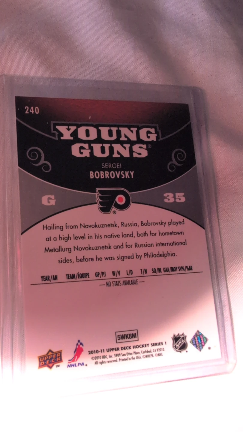 Upper Deck Young Guns Sergei Bobrovsky - photo 2