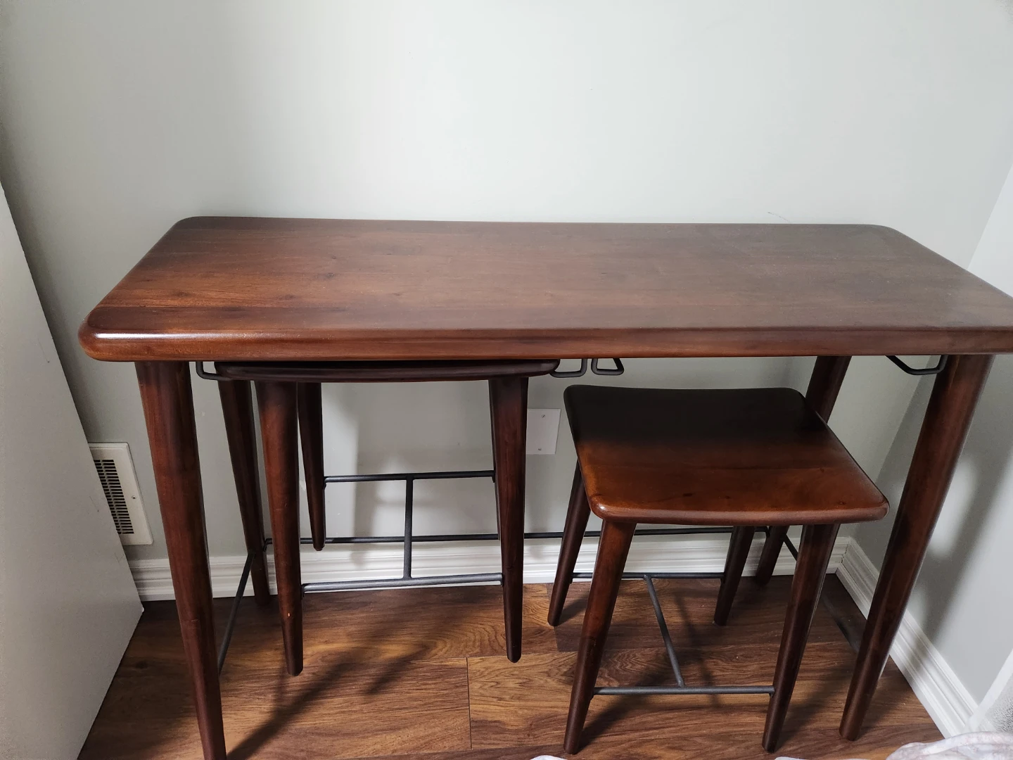 Wooden Bar Table and 2 Stools Set