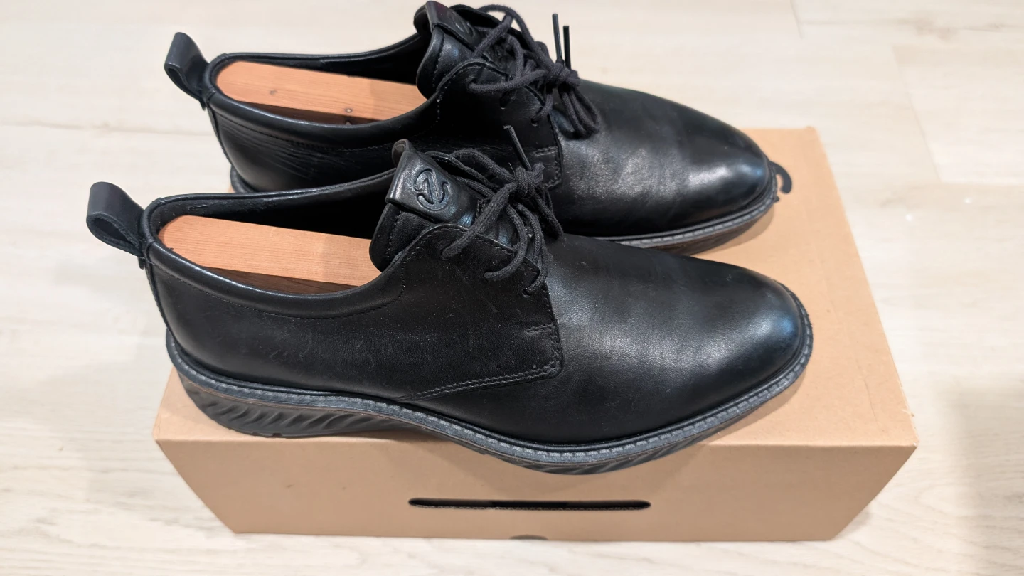 Men Black Leather Dress Shoes - Ecco 6-6.6 size - photo 3