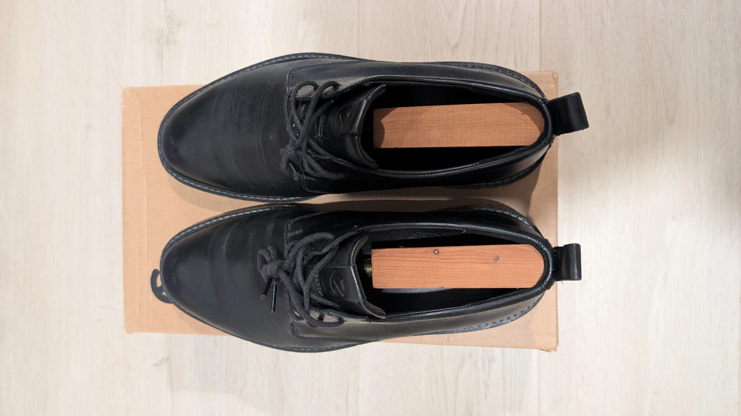 Men Black Leather Dress Shoes - Ecco 6-6.6 size - photo 4