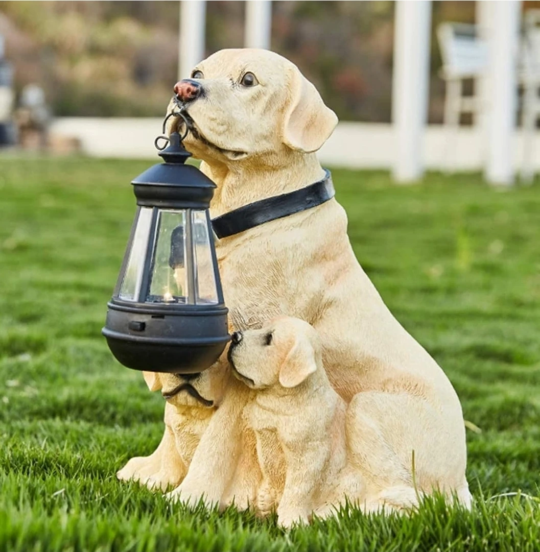 Dog Garden Statue with Solar Lantern