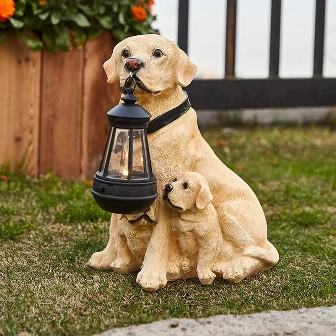 Dog Garden Statue with Solar Lantern - photo 5