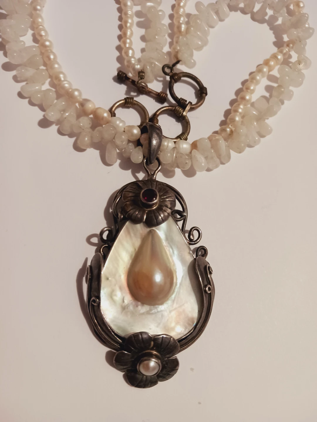 Stunning Unique Sterling Silver 925 Pearl Pendant with Necklace - photo 3