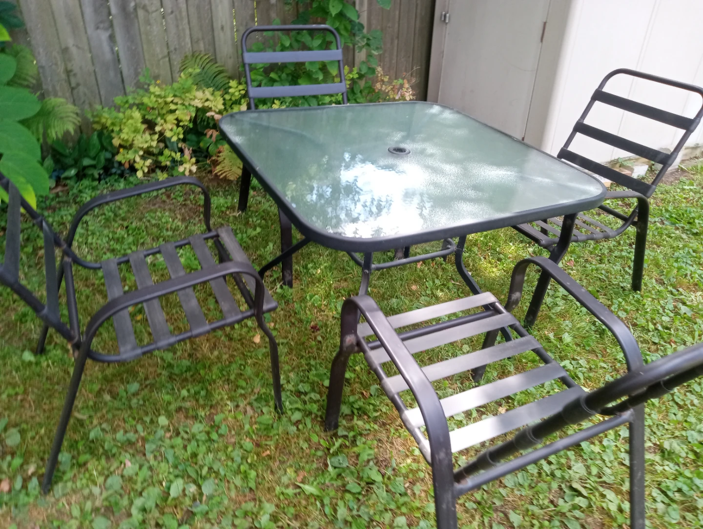 Glass Top Patio Table and Chairs Set
