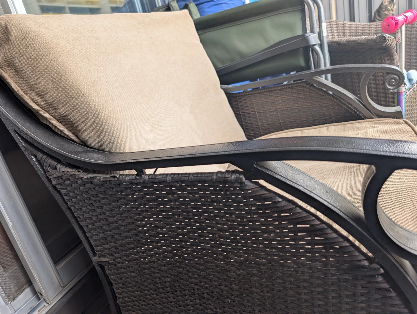 Wicker Patio Chair with Tan Cushions - photo 2