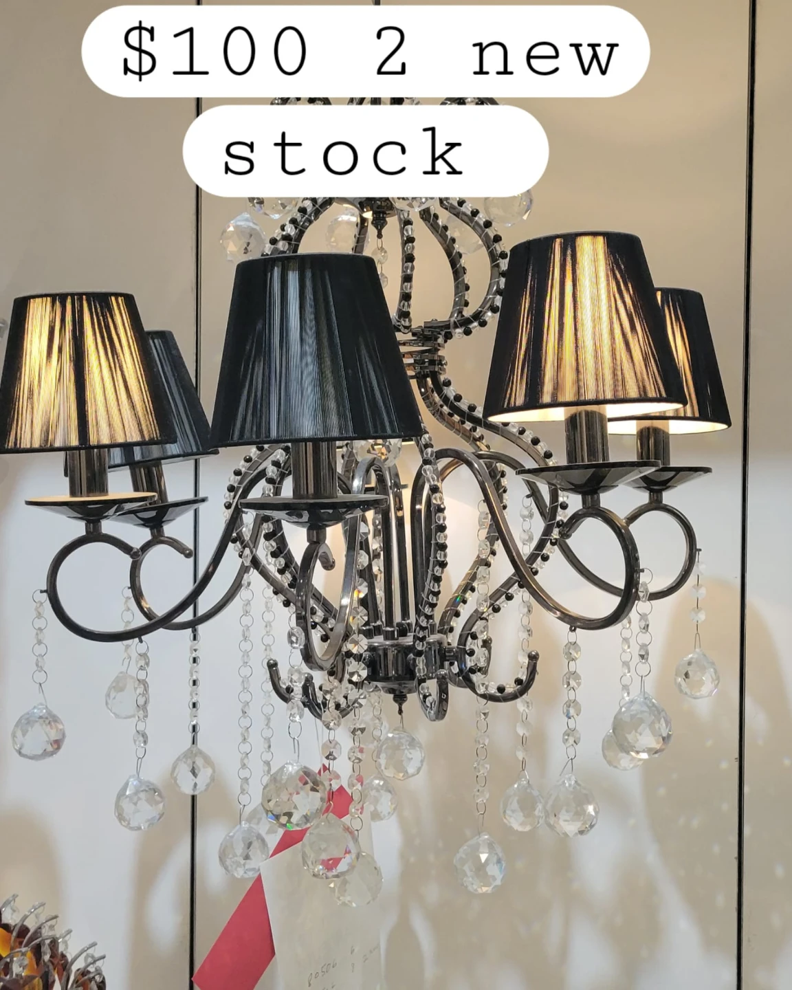 Black Chandelier with Crystal Accents