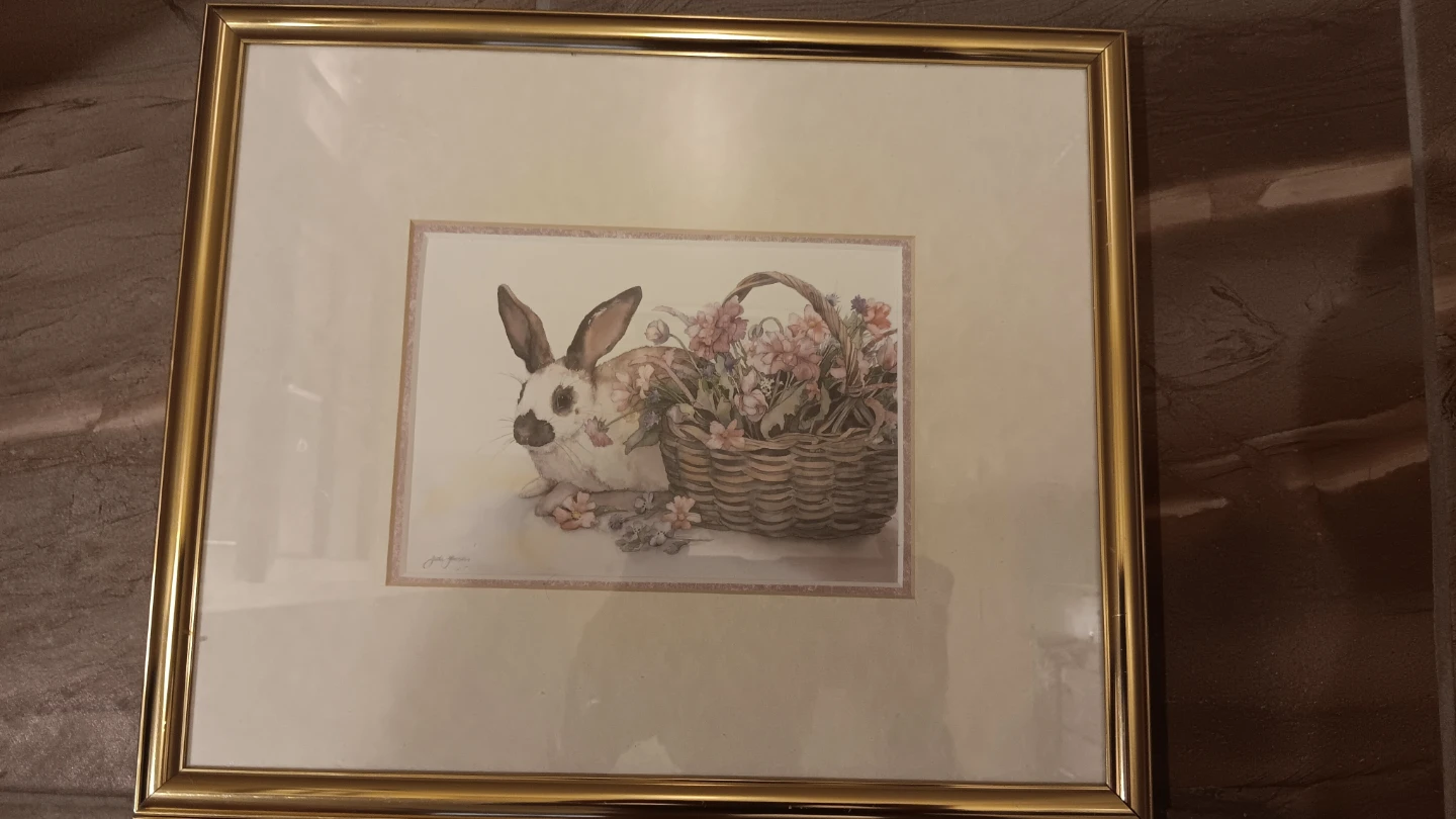 Two Jodi Jensen Water Colour Rabbit Prints/Matted and Framed - photo 2