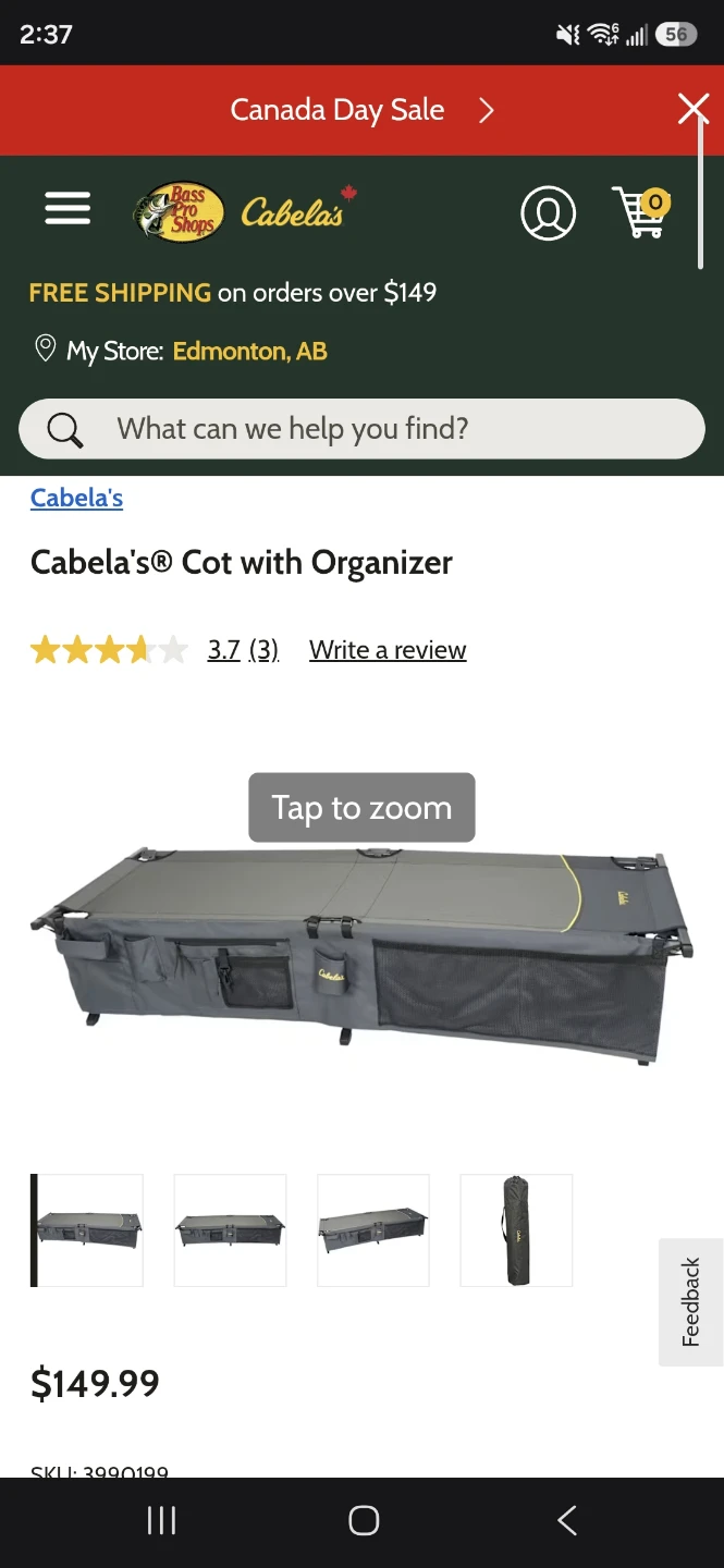 Cabela's camping cot & Carrying Bag - photo 3