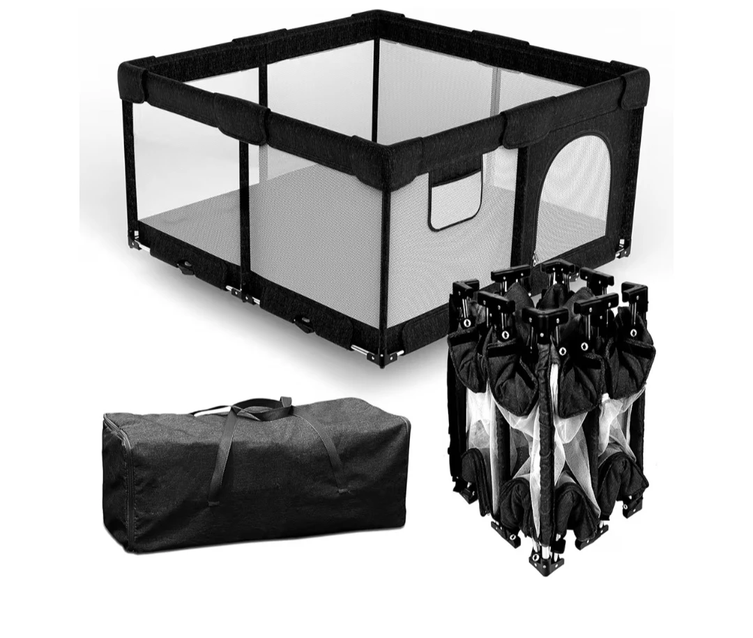 51" ×51" foldable playpen  black with carrying bag