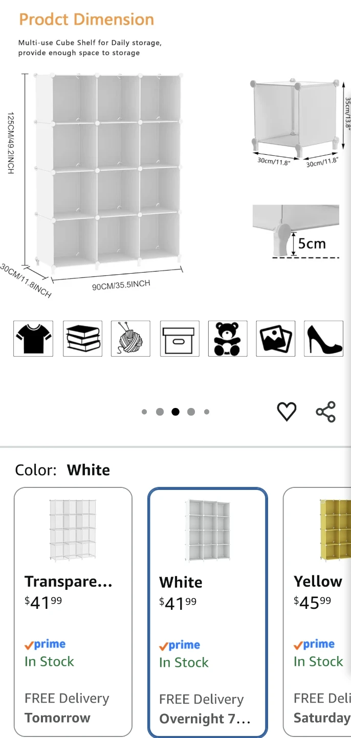 AWTATOS Cube Storage Organizer White 12 Cube Bookshelf - photo 2