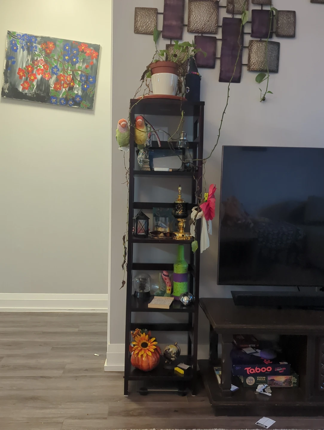 Dark Brown Tiered Shelf Unit