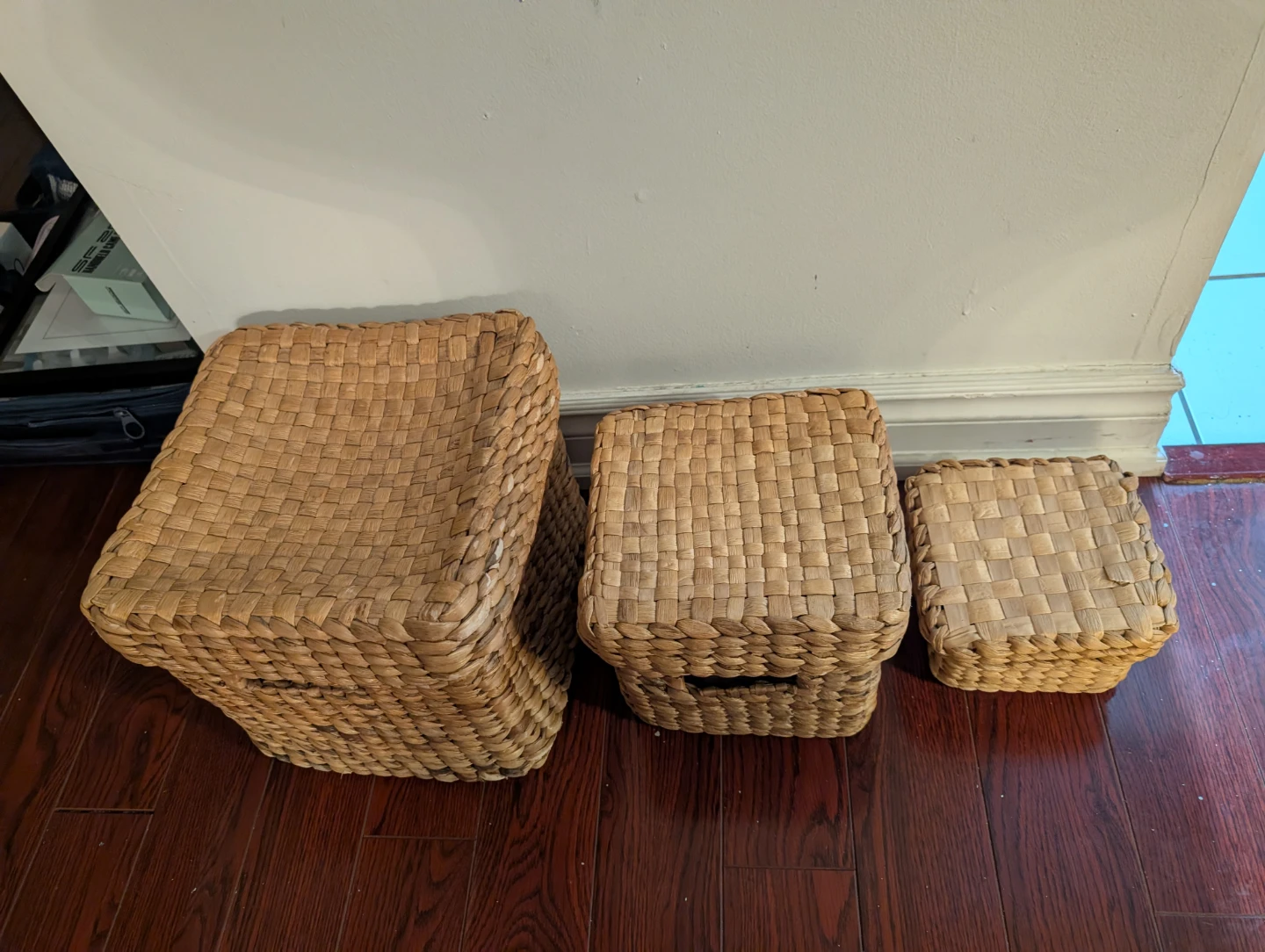 Set of 3 Woven Storage Baskets with Lids - photo 3