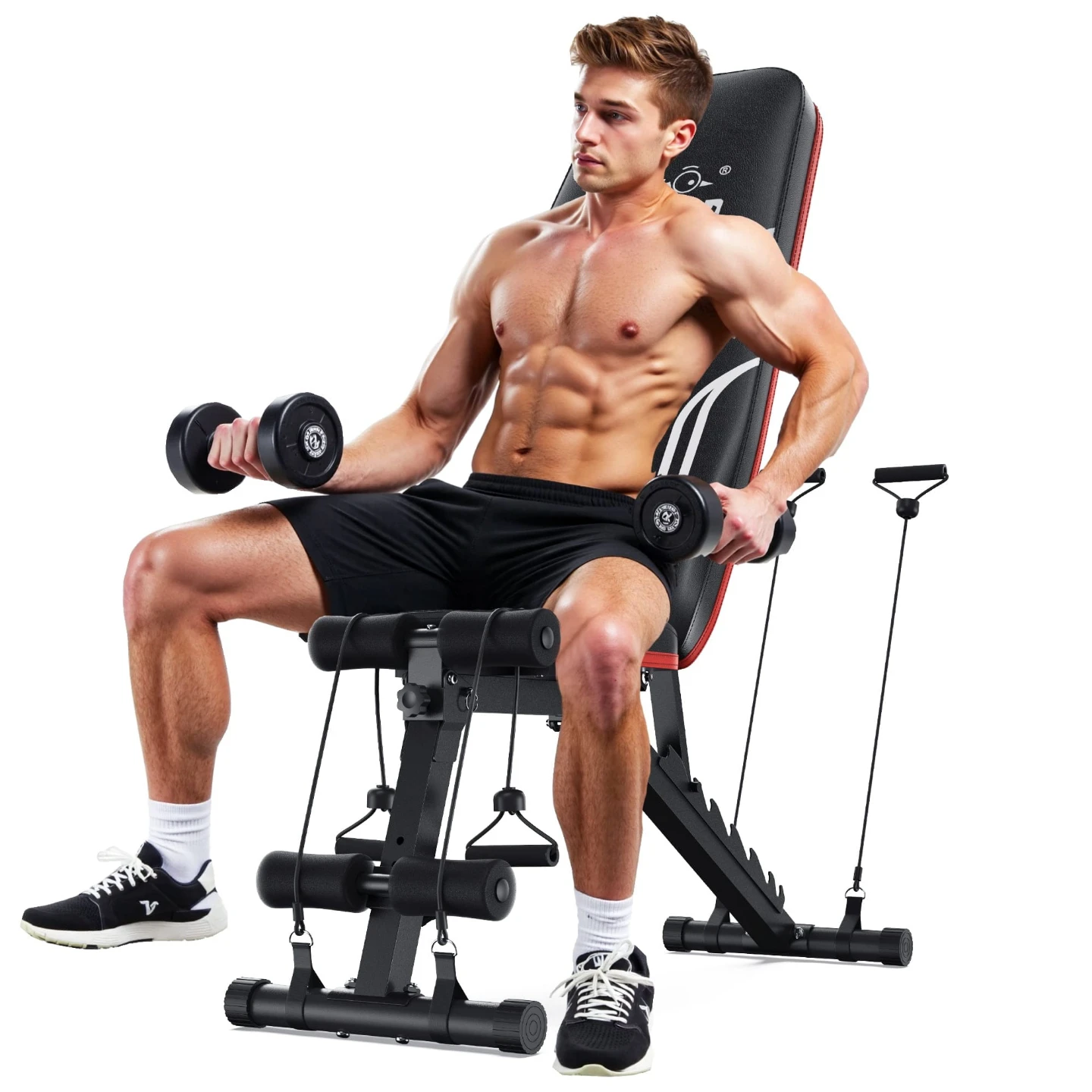 Flybird Adjustable Folding Weight Bench with Resistance Bands - photo 2