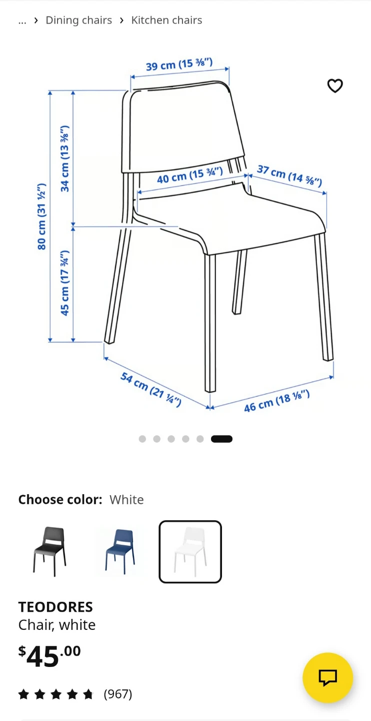 IKEA TEODORES Chair,( White Set of 4) - photo 2