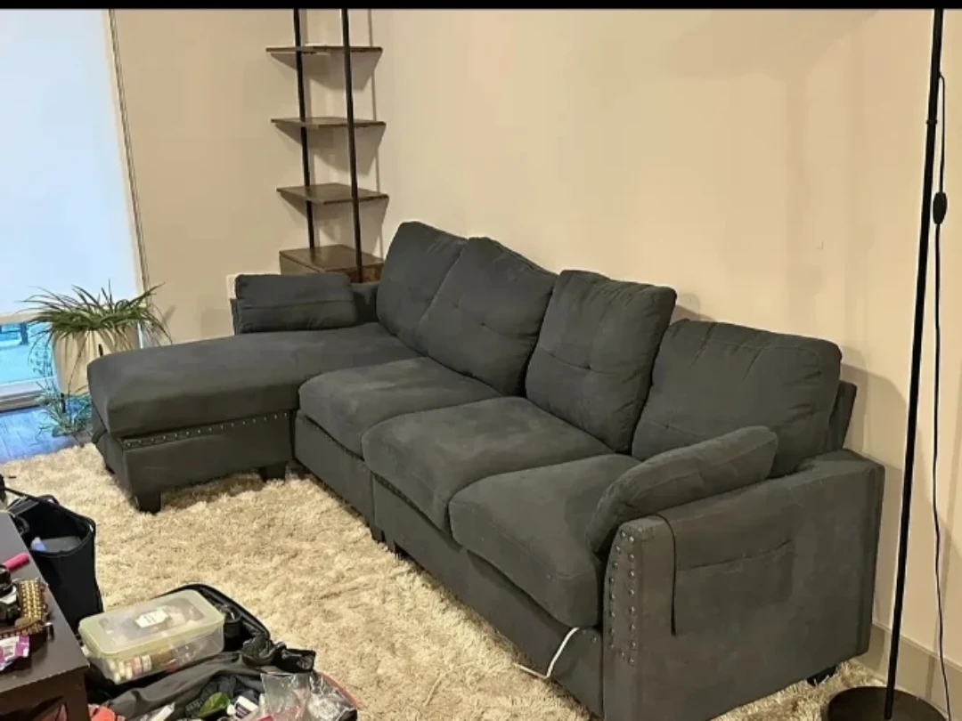 (DELIVERY AVAILABLE ) blue ish grey Sectional Sofa