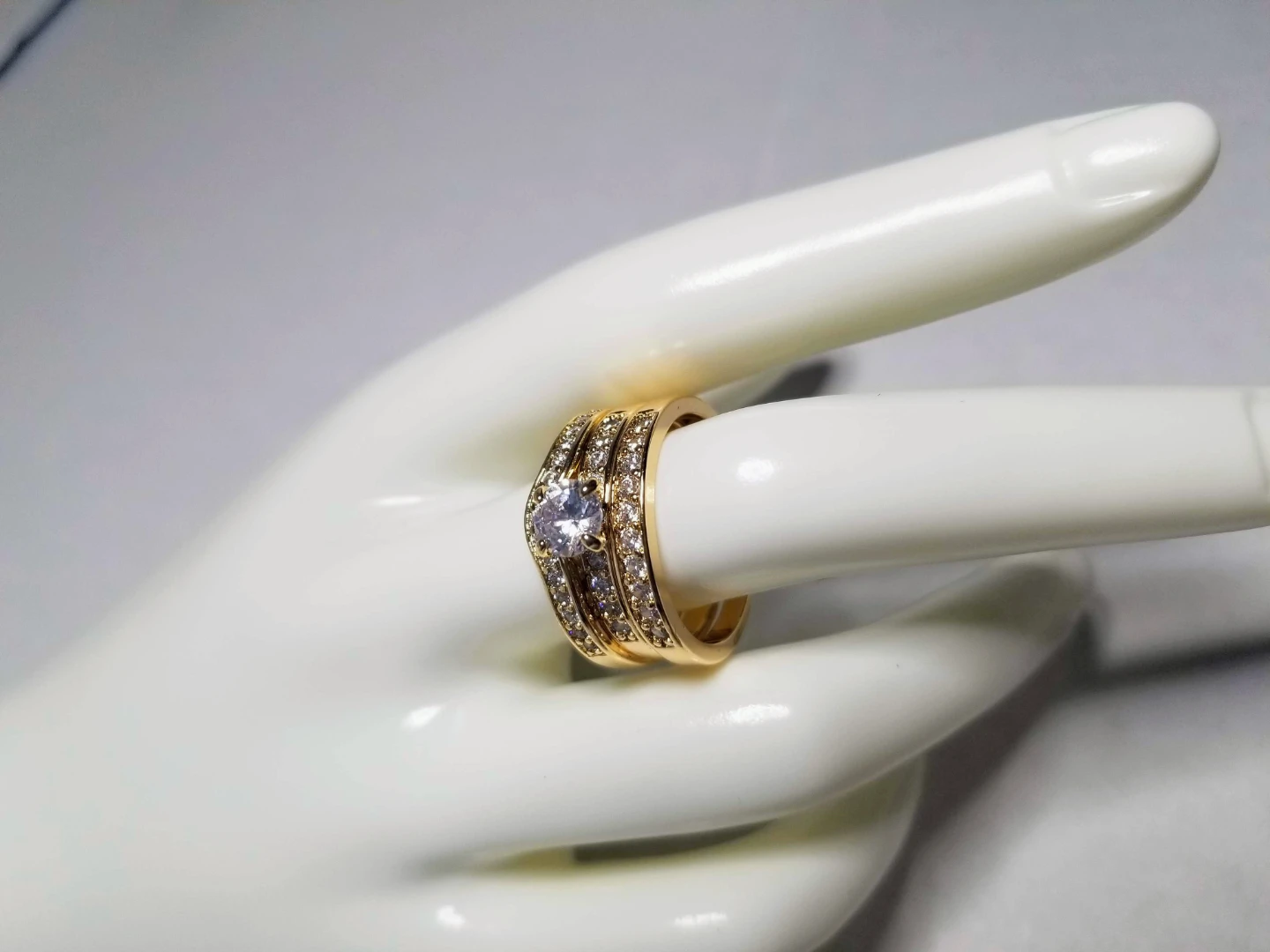 Gold Tone Ring Set with Clear Stones - photo 3