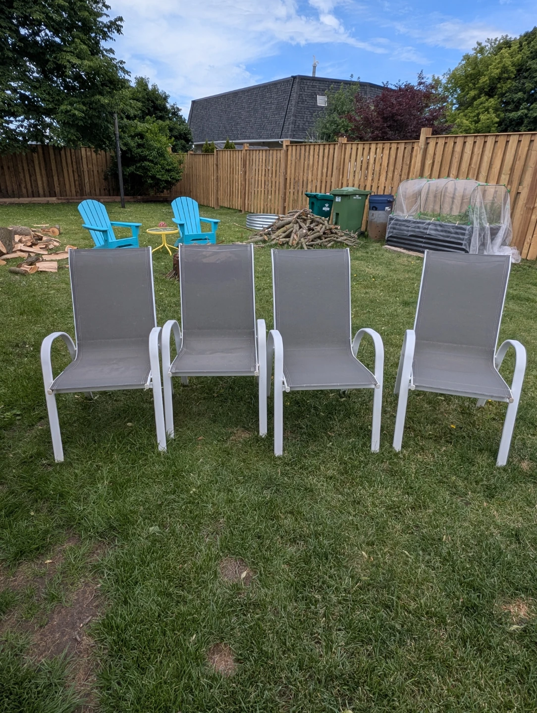 Set of 4 Grey Outdoor Chairs