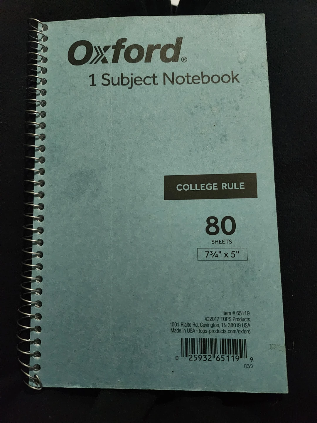 Oxford 1 Subject Notebook - College Ruled, 7 3/4" x 5"