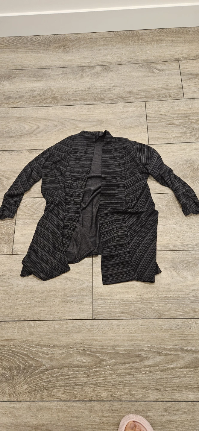 Ladies black and grey striped cardigan