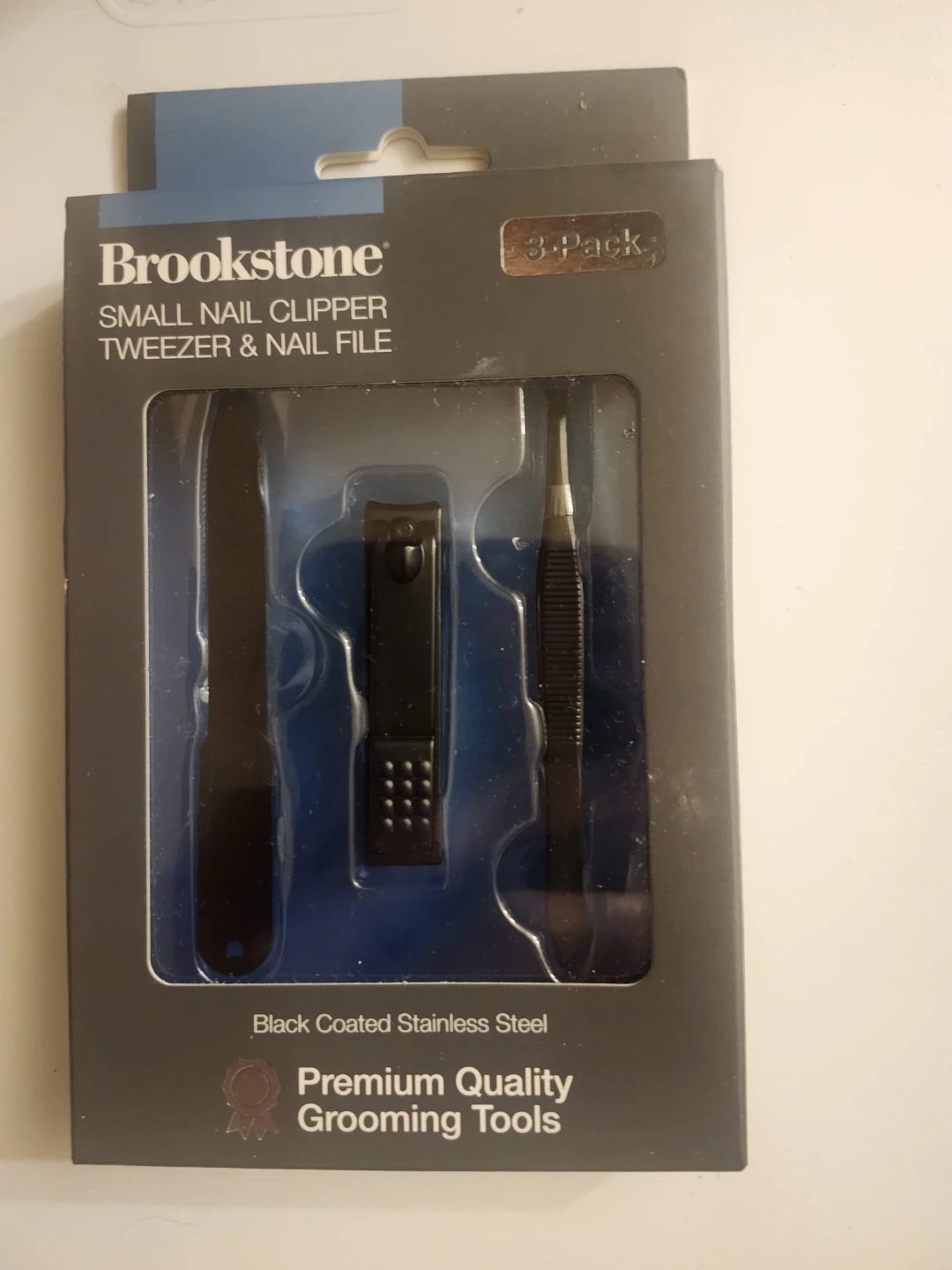 Brookstone Small Nail Clipper, Tweezer & Nail File Set (3-Pack)