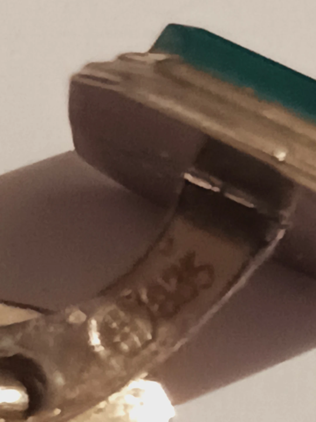 HM 835 Silver Signed Rectangular Green Stone Cufflinks - photo 4