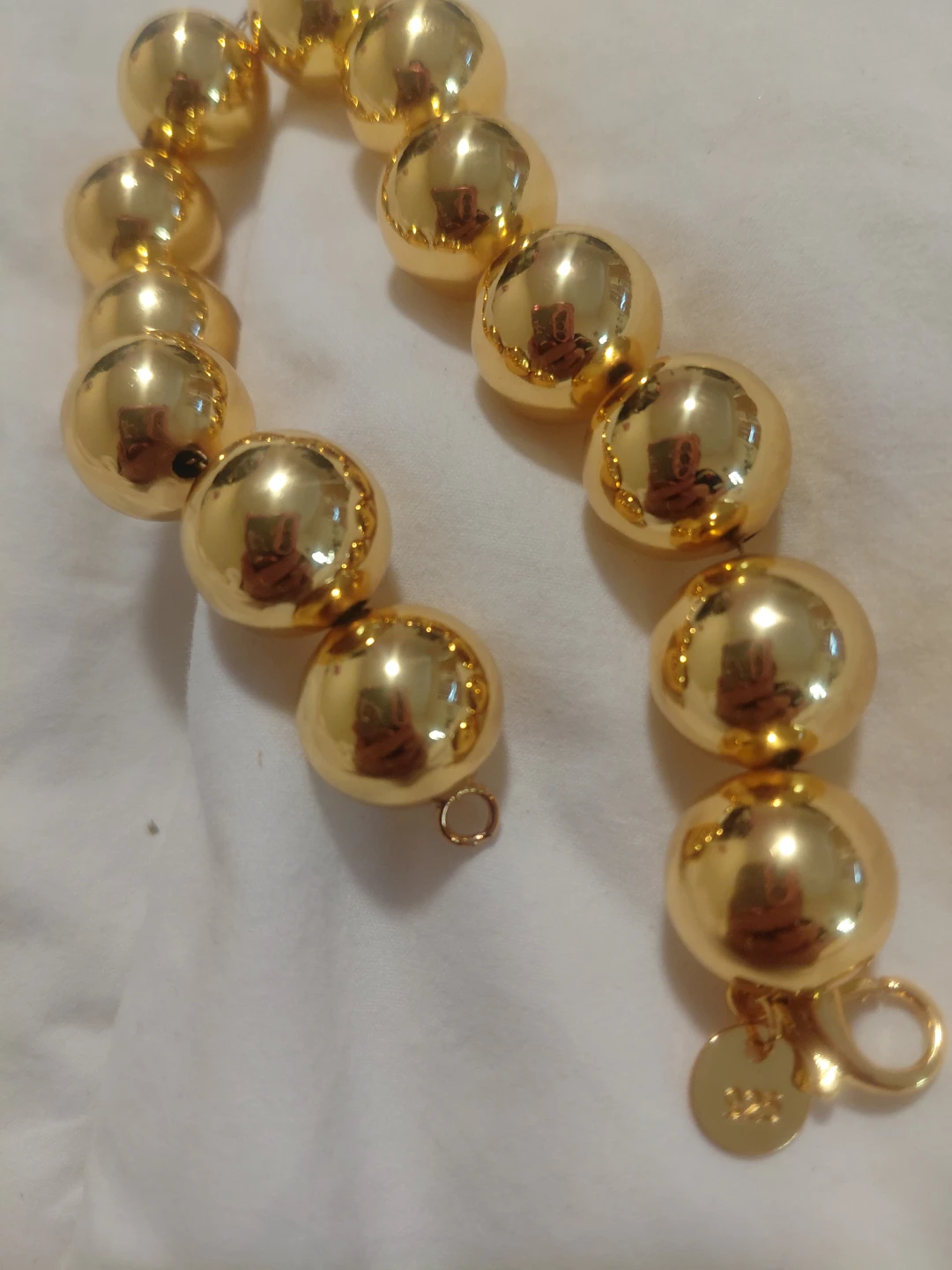 Gold Tone Chunky Ball Necklace 18k