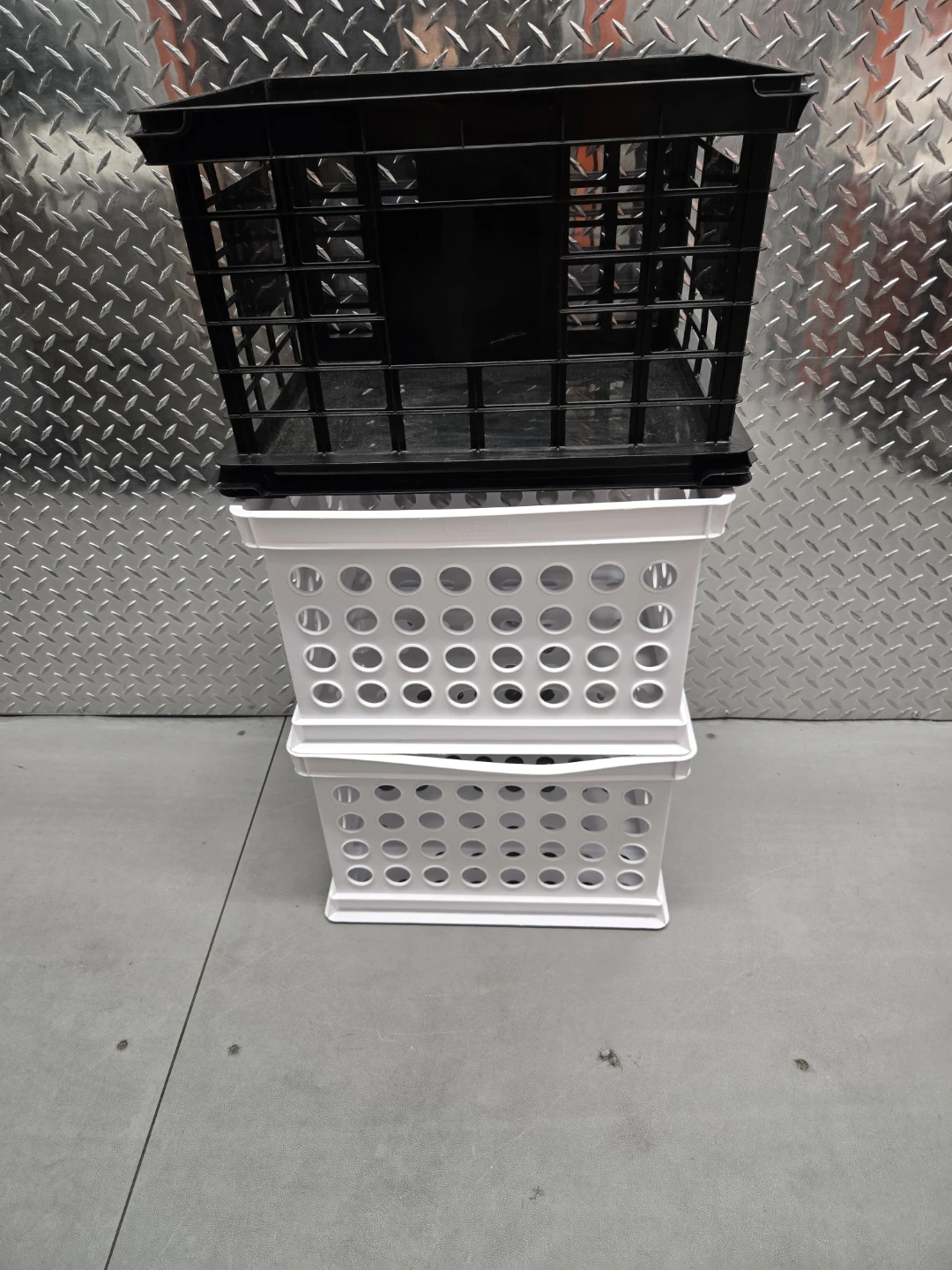 Set of 3 Storage Bins: 2 White, 1 Black