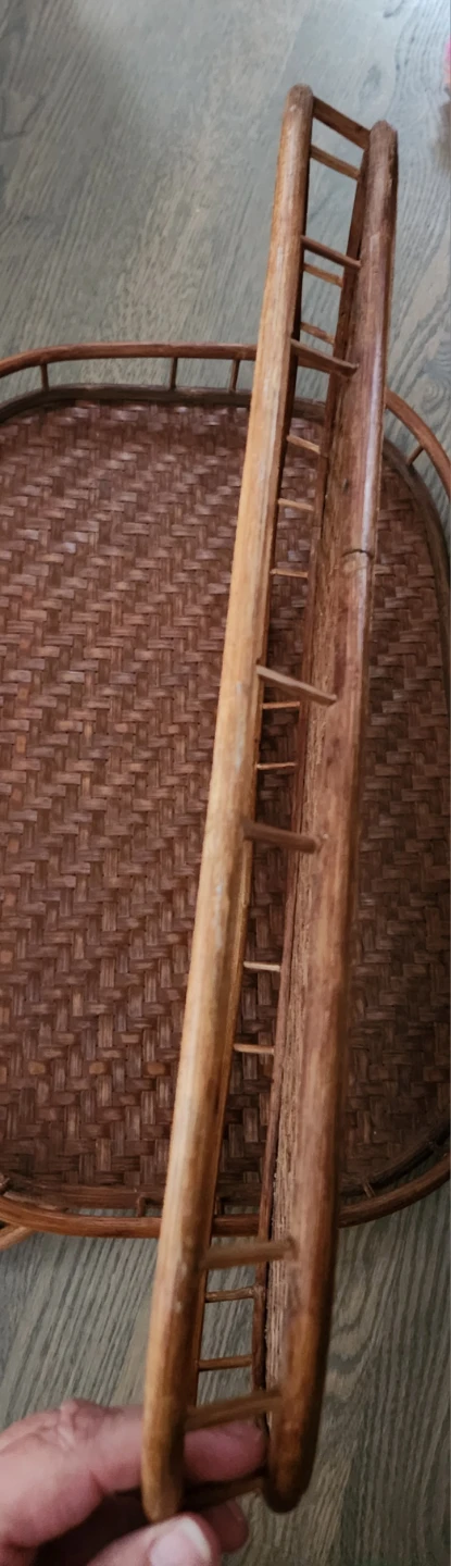 Set of 3 Vintage Bamboo wicker wood Trays - photo 3