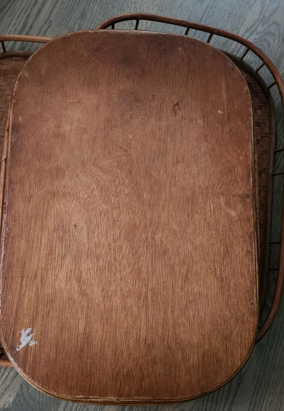 Set of 3 Vintage Bamboo wicker wood Trays - photo 4