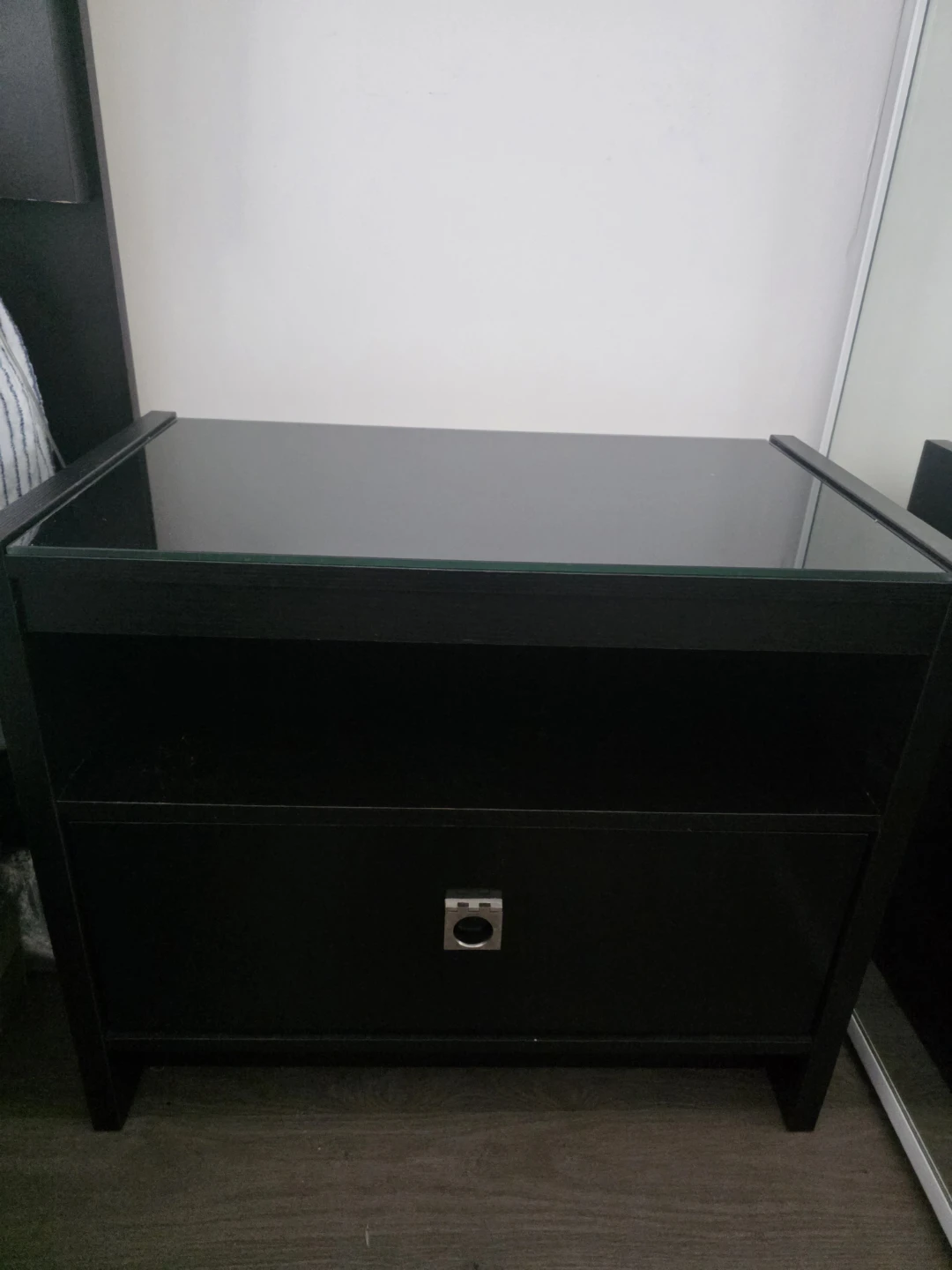 Dark brown night stands( bed side tables)- pair
