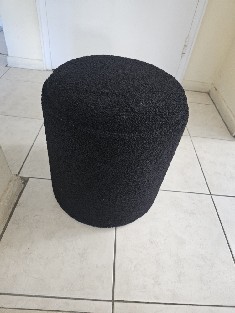 Black Bouclé Storage Footstool
