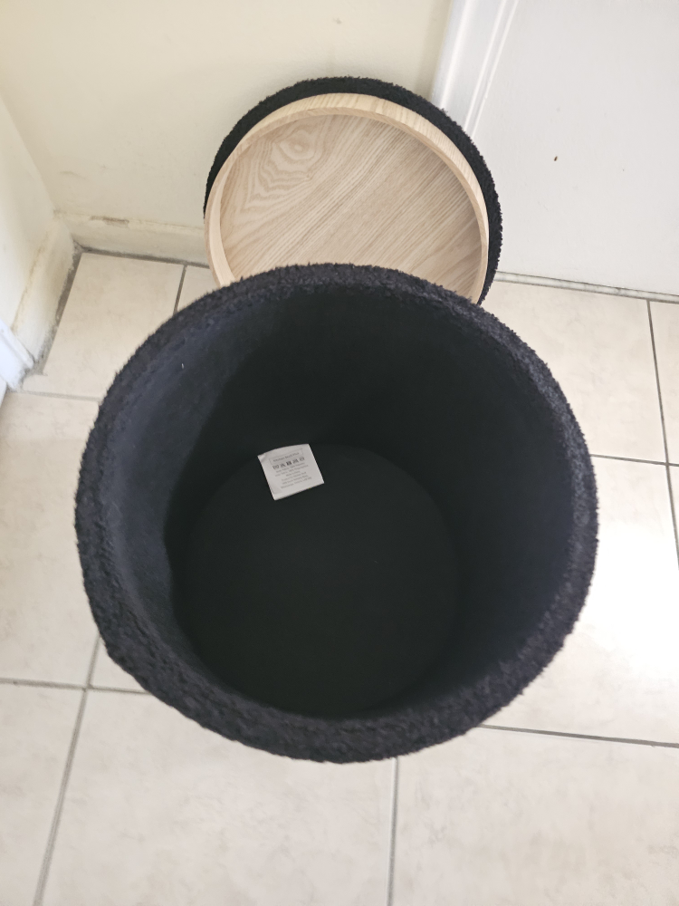 Black Bouclé Storage Footstool - photo 2