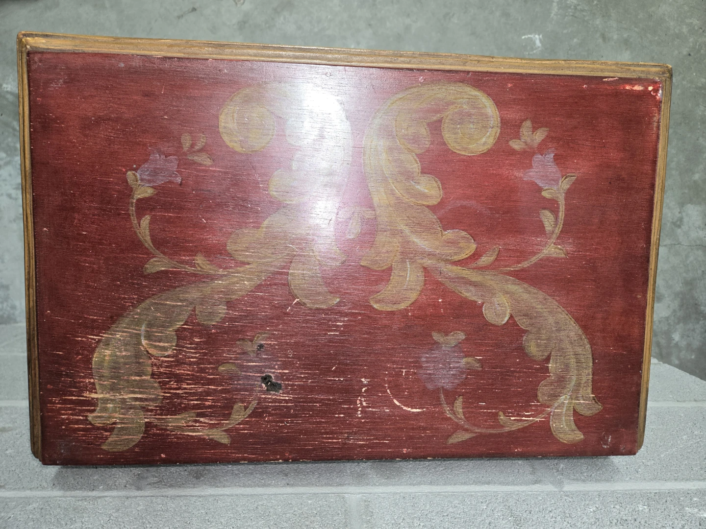 Vintage Red Two-Drawer Side Table