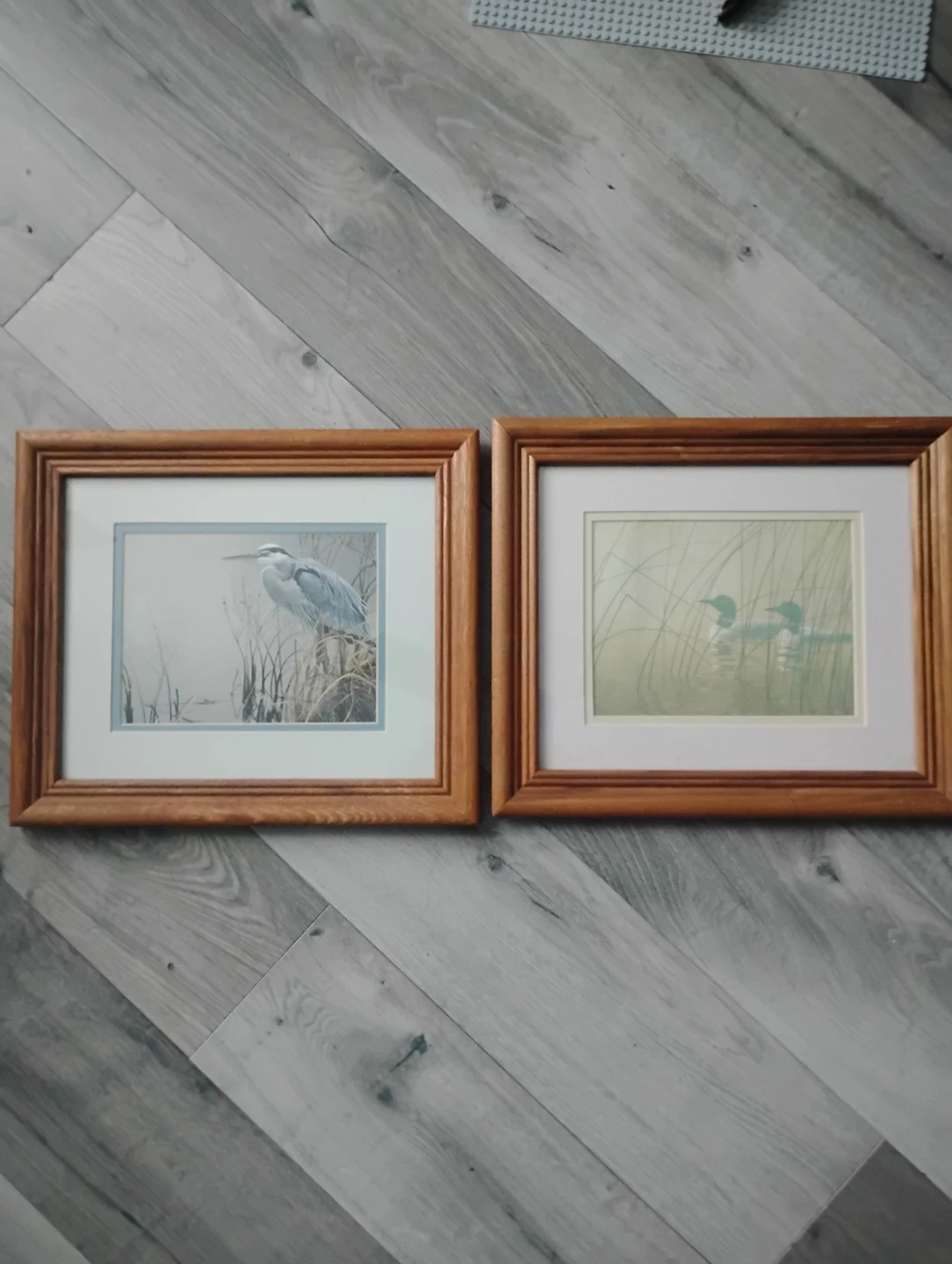 Set of 2 Framed Wildlife Art Prints - Heron & Ducks