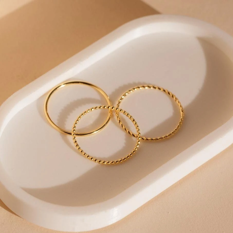 Set of 3 Gold Stackable Rings - photo 2