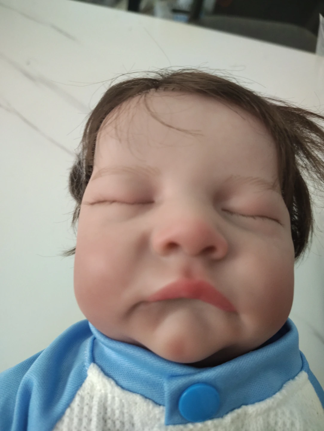 Baby Doll in Blue and White Sleepsuit