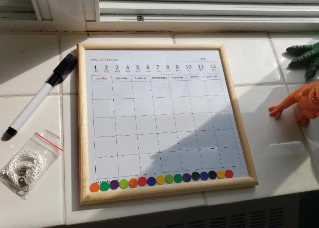 Monthly Planner Whiteboard with Marker