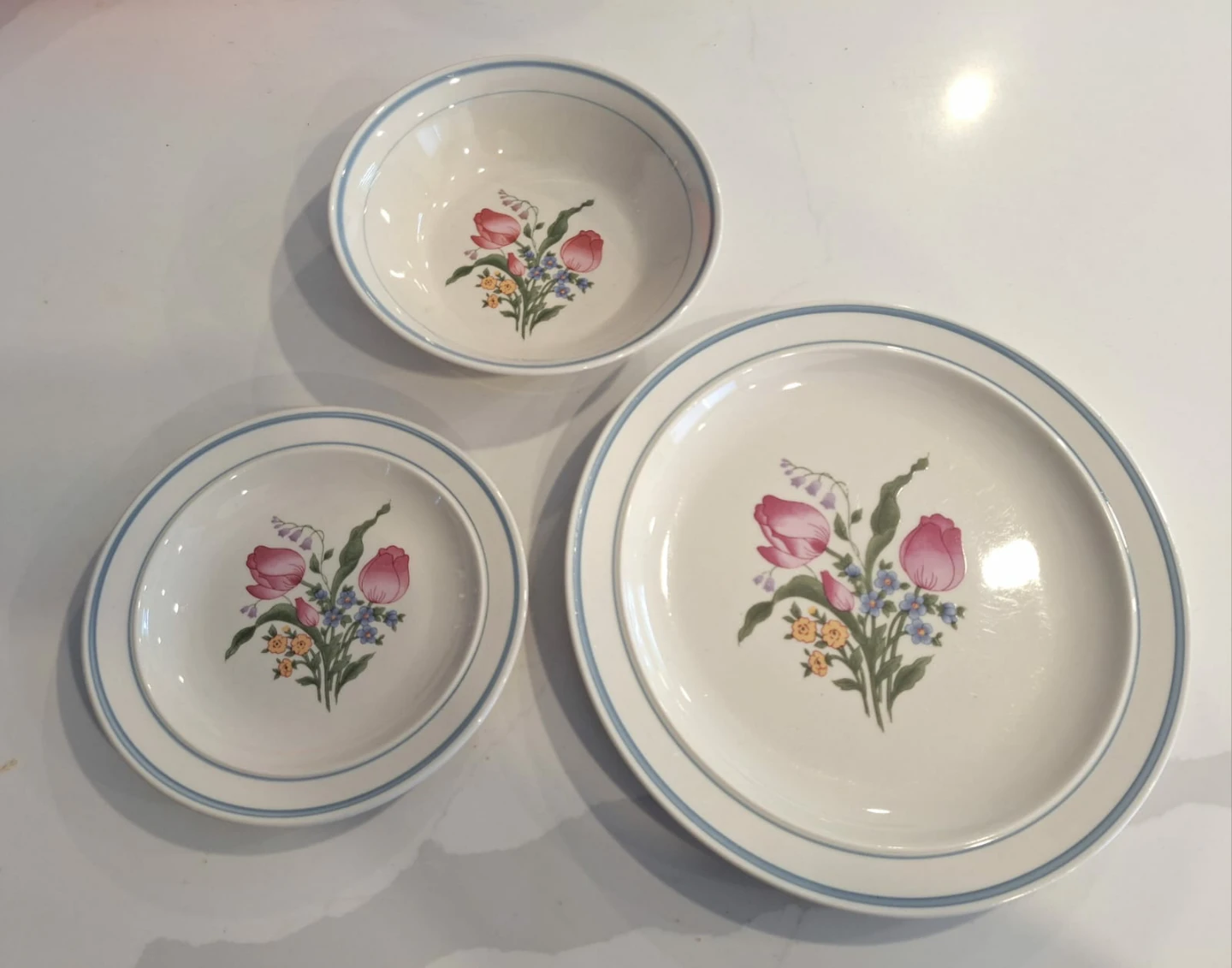 Stoneware Dinner Set with Floral Design
