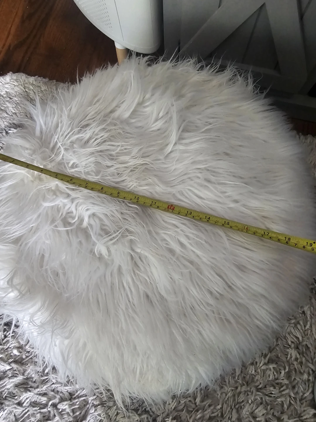 White Faux Fur Round Throw Pillow/Ottoman - photo 5