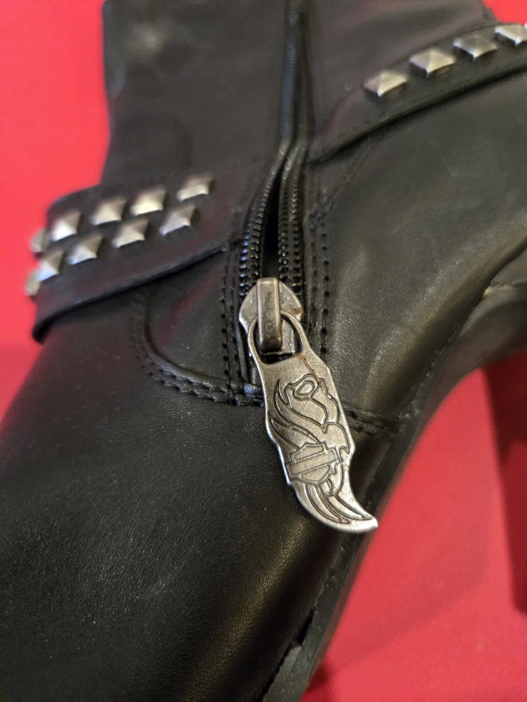 8.5 Harley Davidson Women's Black Studded Ankle Boots - photo 4