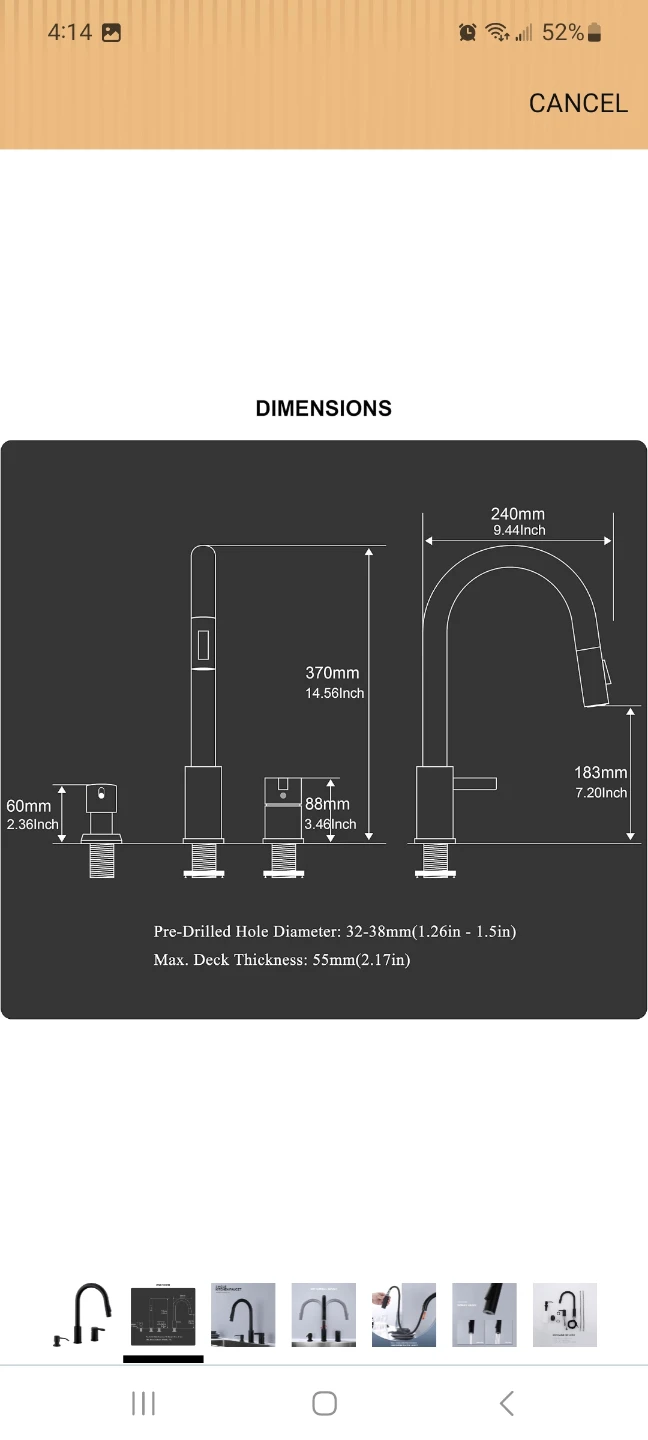 Matte Black 3-Hole Kitchen Faucet with Pull Down Sprayer - photo 3