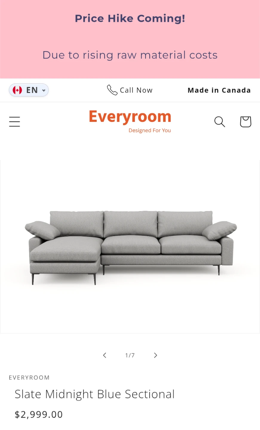 Everyroom Urban Edge Sectional Couch - Off White - photo 5