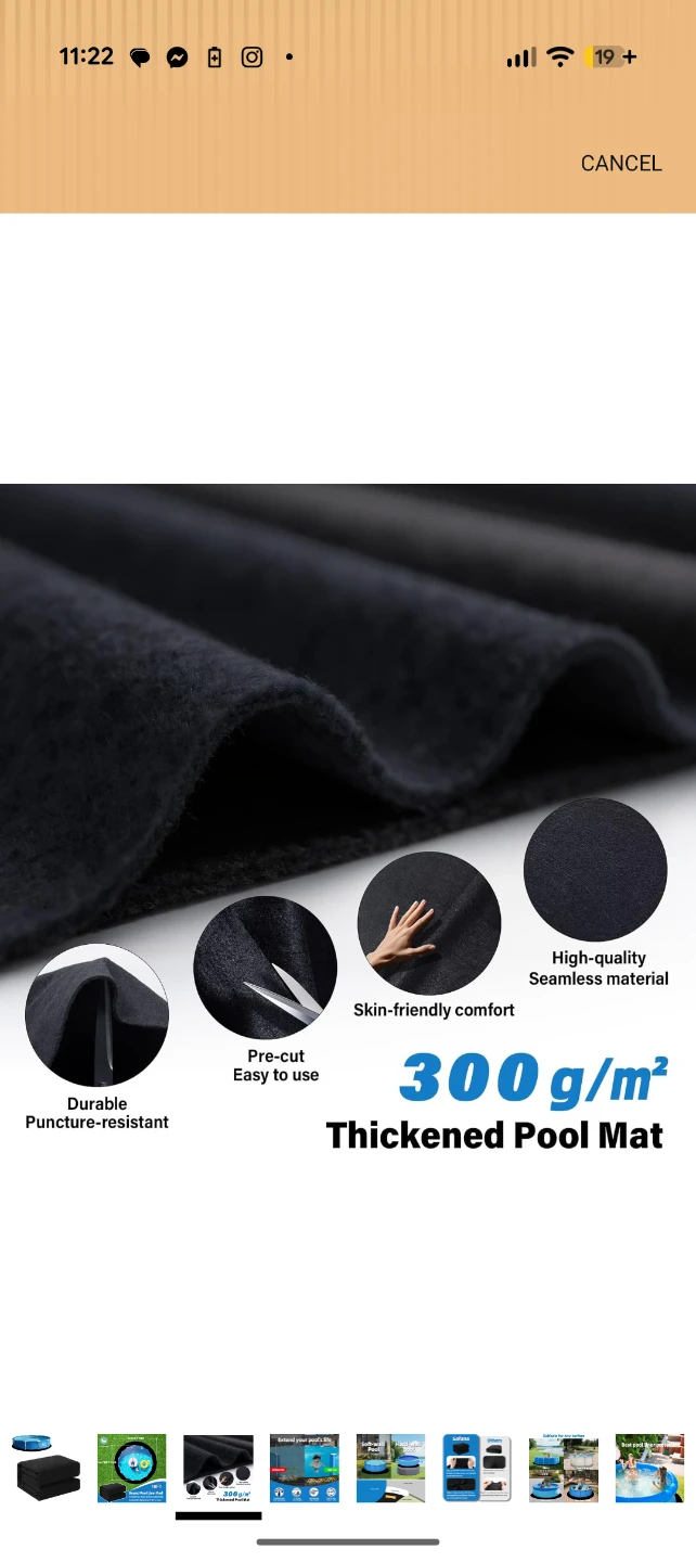 Thickened Pool Mat - 18 ft - Black - photo 2
